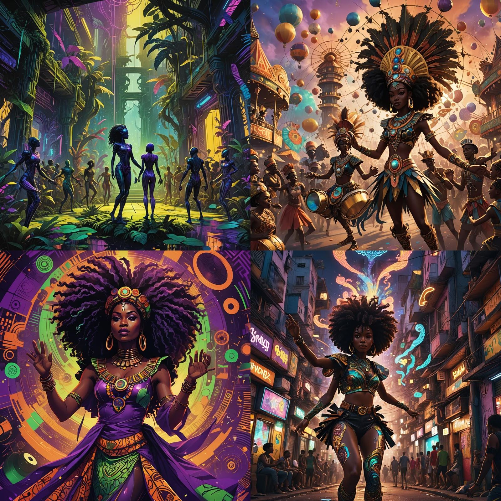 Baile Funk Afrobeat Fusion in Detailed Matte Painting
