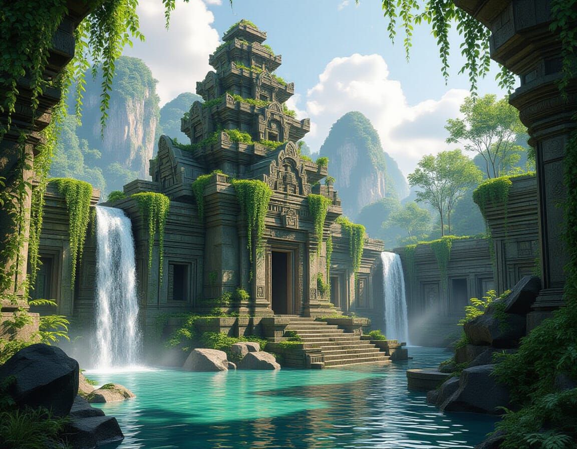 Majestic Ancient Architecture: A Surreal Scene