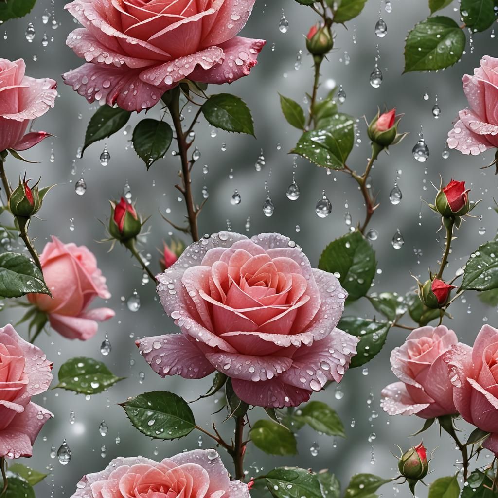 Rose with Dewdrops: A Vision of Natural Beauty