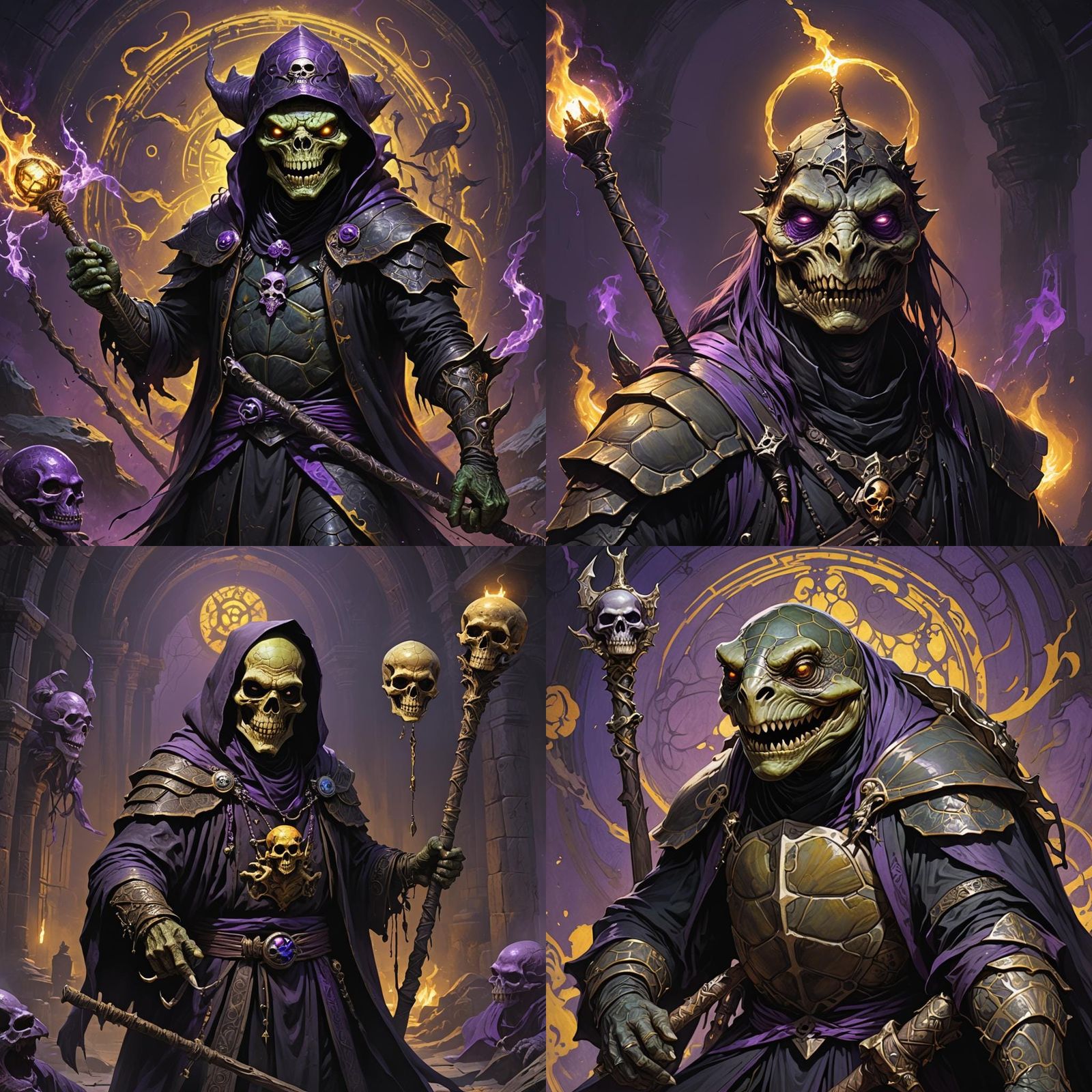 Evil Turtle Warlock with Skull Staff