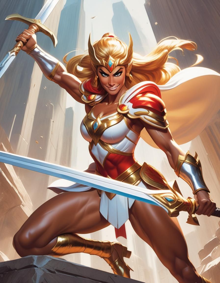 Dynamic She-Ra Portrait in Manga Comic Style