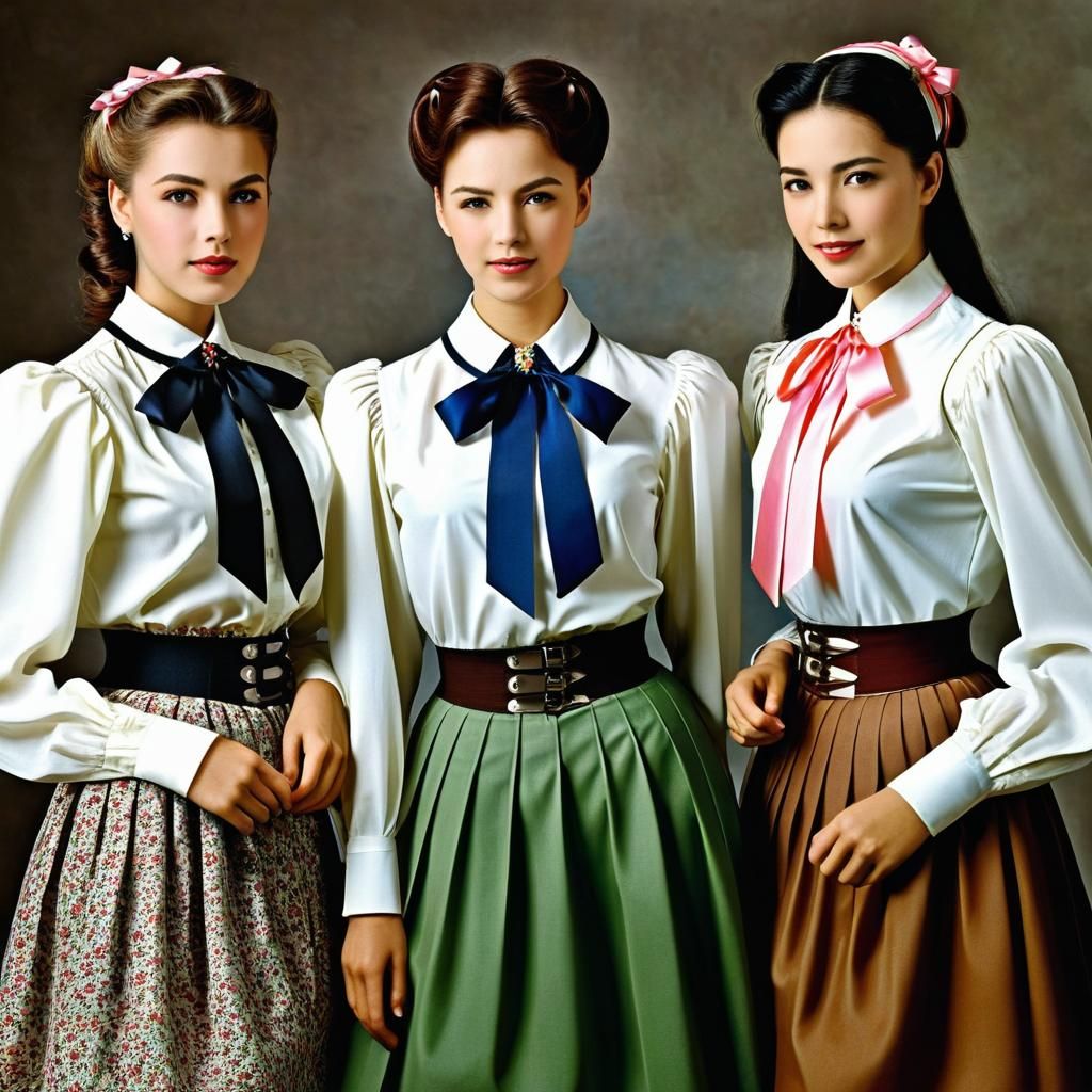 Three Beautiful Women in Colorful Royal Attire