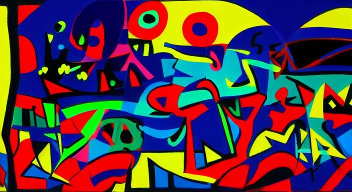 Abstract Expressionist Dancers in a Surreal Meadow