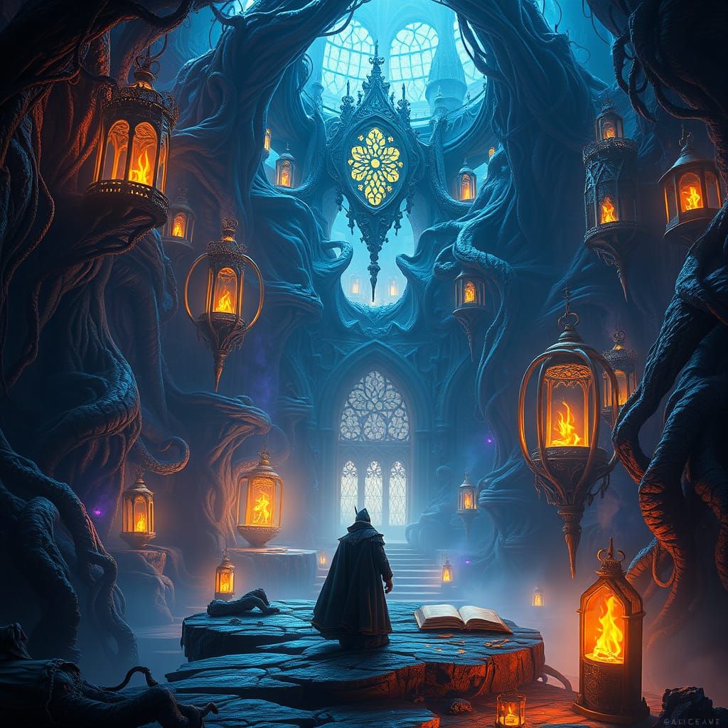 Mystical Sorcerer Alastor in Whimsical Fantasy Realm