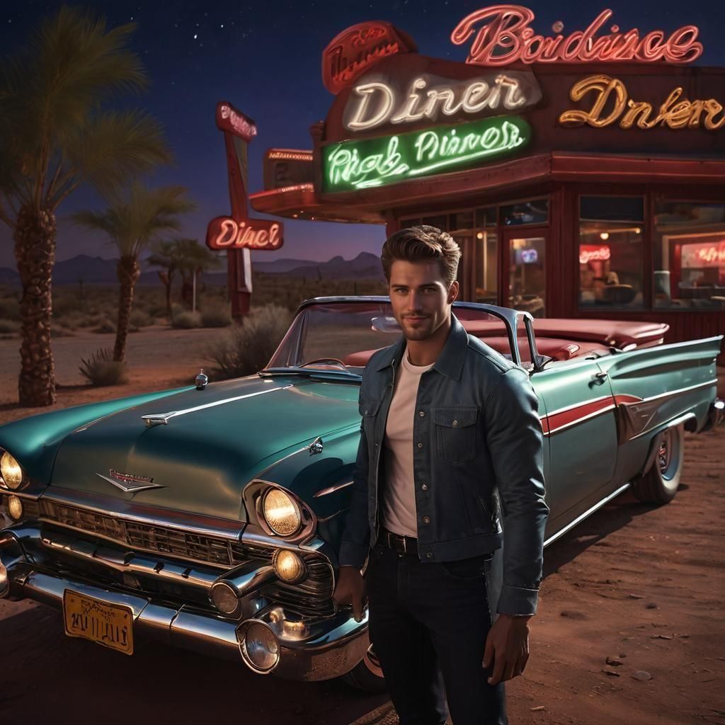 Road Trip - Stopping By A Roadside Diner In The Desert