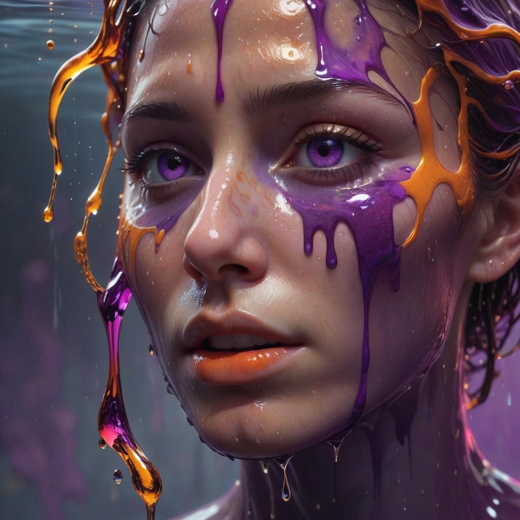 Cosmic Oil Dripping, Vivid Digital Art