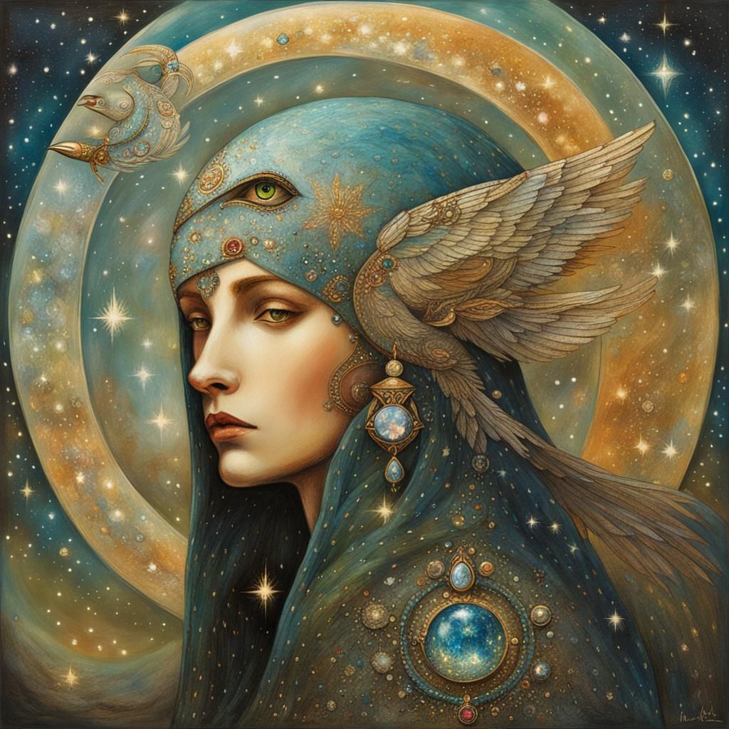 Starlight Woman-Kestrel in Bejeweled Galactic Oasis