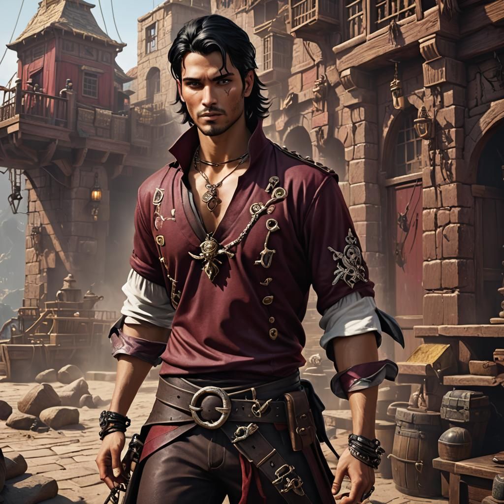 Scorpion-Tailed Pirate: Detailed Fantasy Art