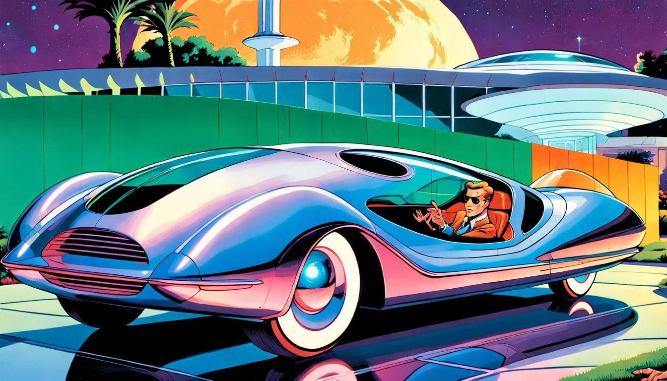 Retro-Futuristic Jetson's Car with Glass Dome