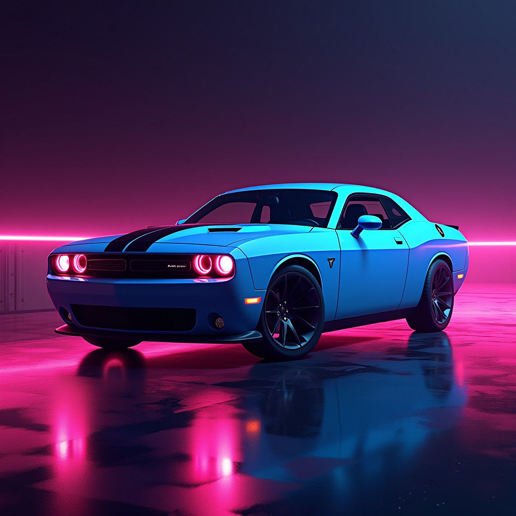 Sky Blue Challenger with Pink Under Glow in Fantasy Style