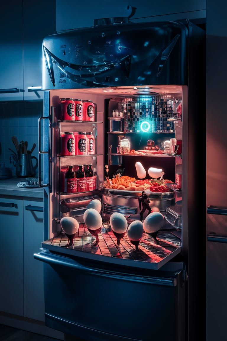 Refrigerator Disco Party: A Surreal Macro Shot