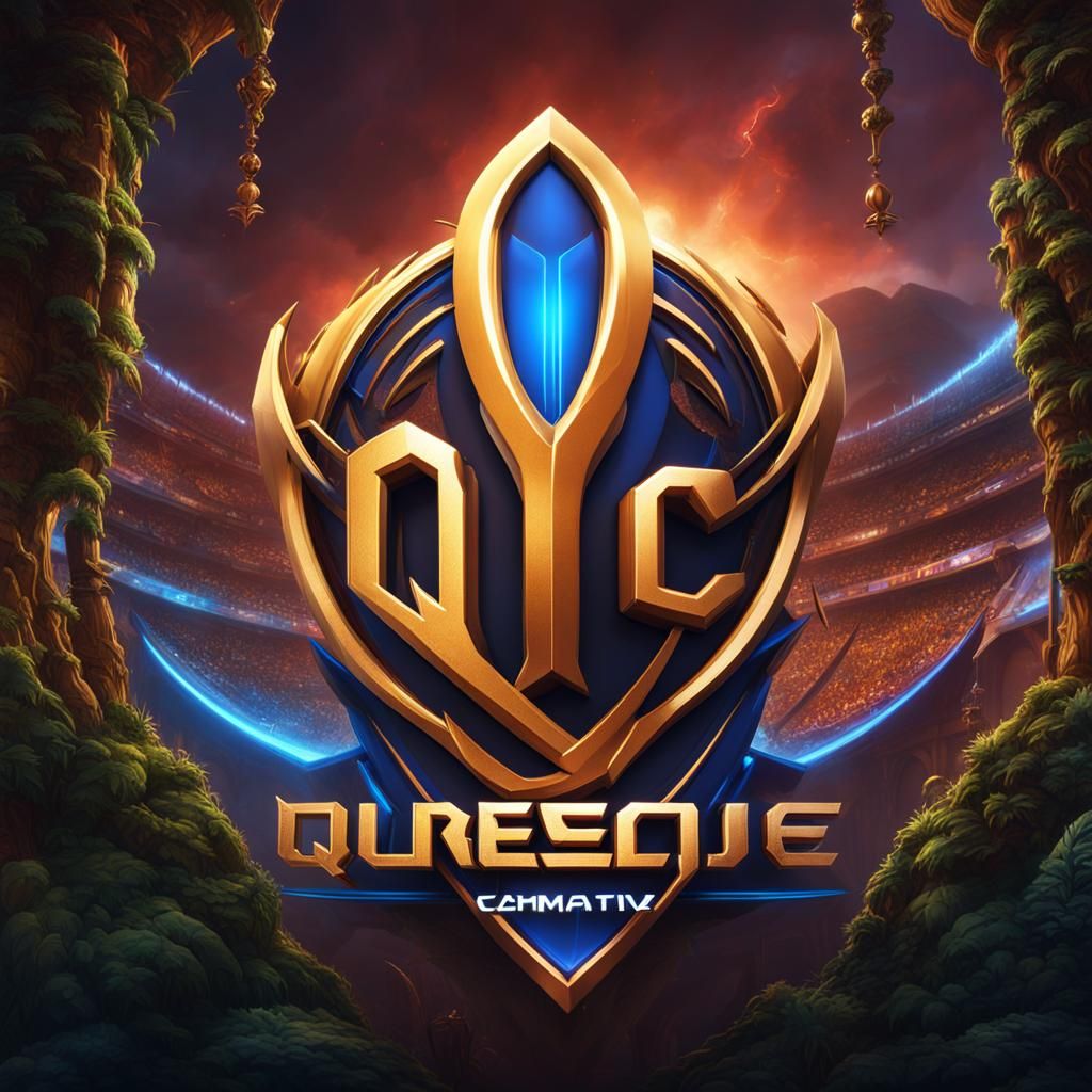 Sports Logo with Letters QC in Detailed Matte Painting