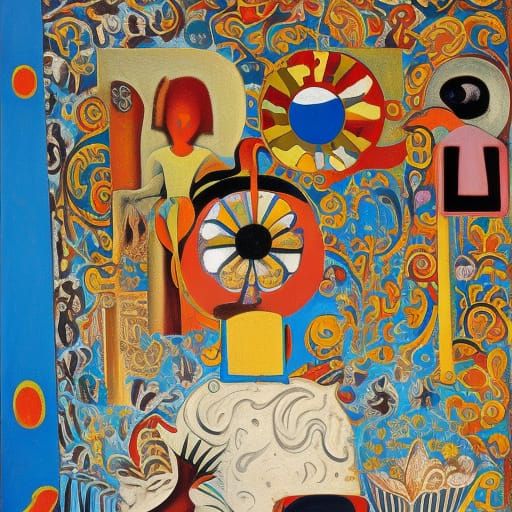 Abstract Art Composition in Mixed Styles