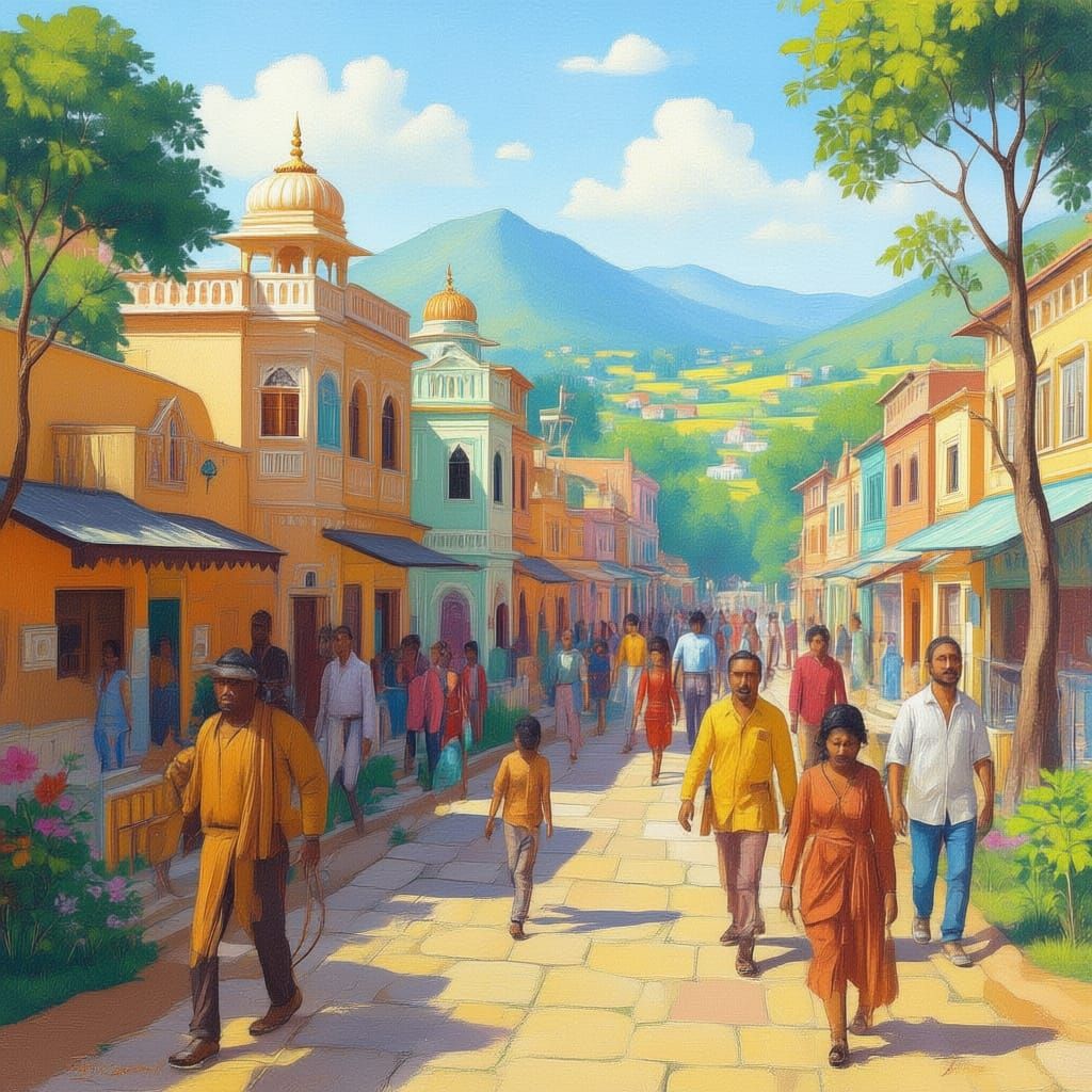 Vibrant Indian Landscape: Folk, Modern, Abstract