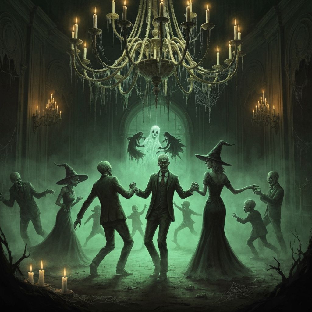 Zombie and Witch New Year's Eve Ball in Gothic Horror Style