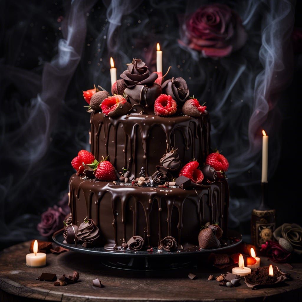 Gothic Chocolate Cake with Dark Roses