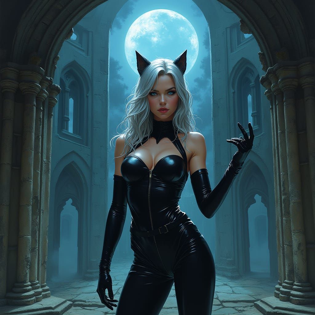 Gothic Goddess Unleashes Dark Magic in Ruins