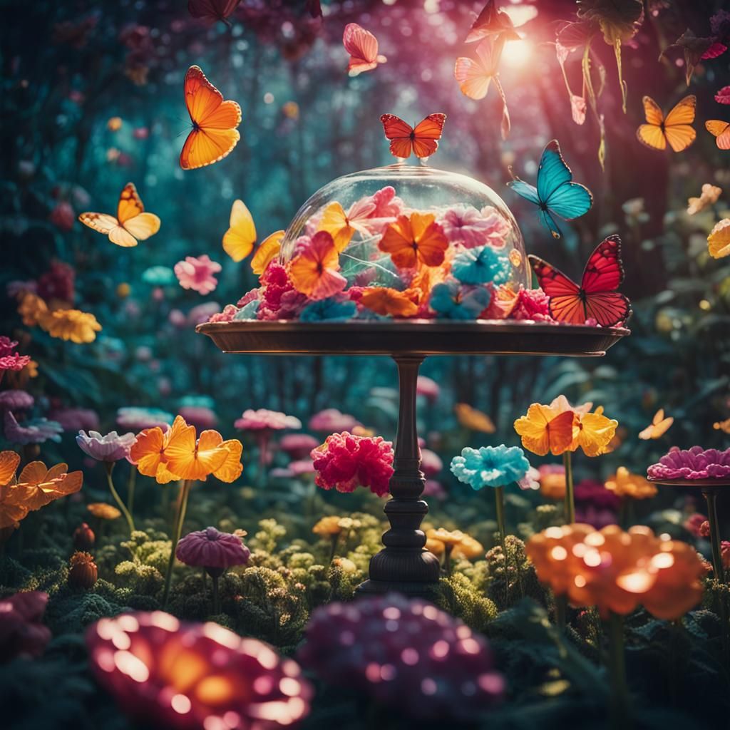 Whimsical Jelly Garden with Cinematic Lighting