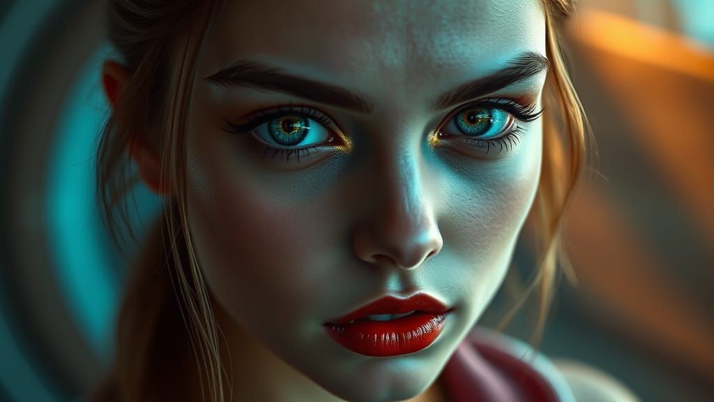 Surreal Portrait of a Teenage Girl with Metallic Eyes