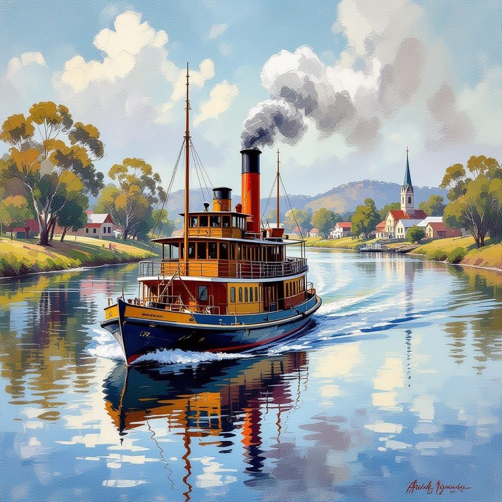Sailing the Murray in Late 19th Century Australia in Impress...