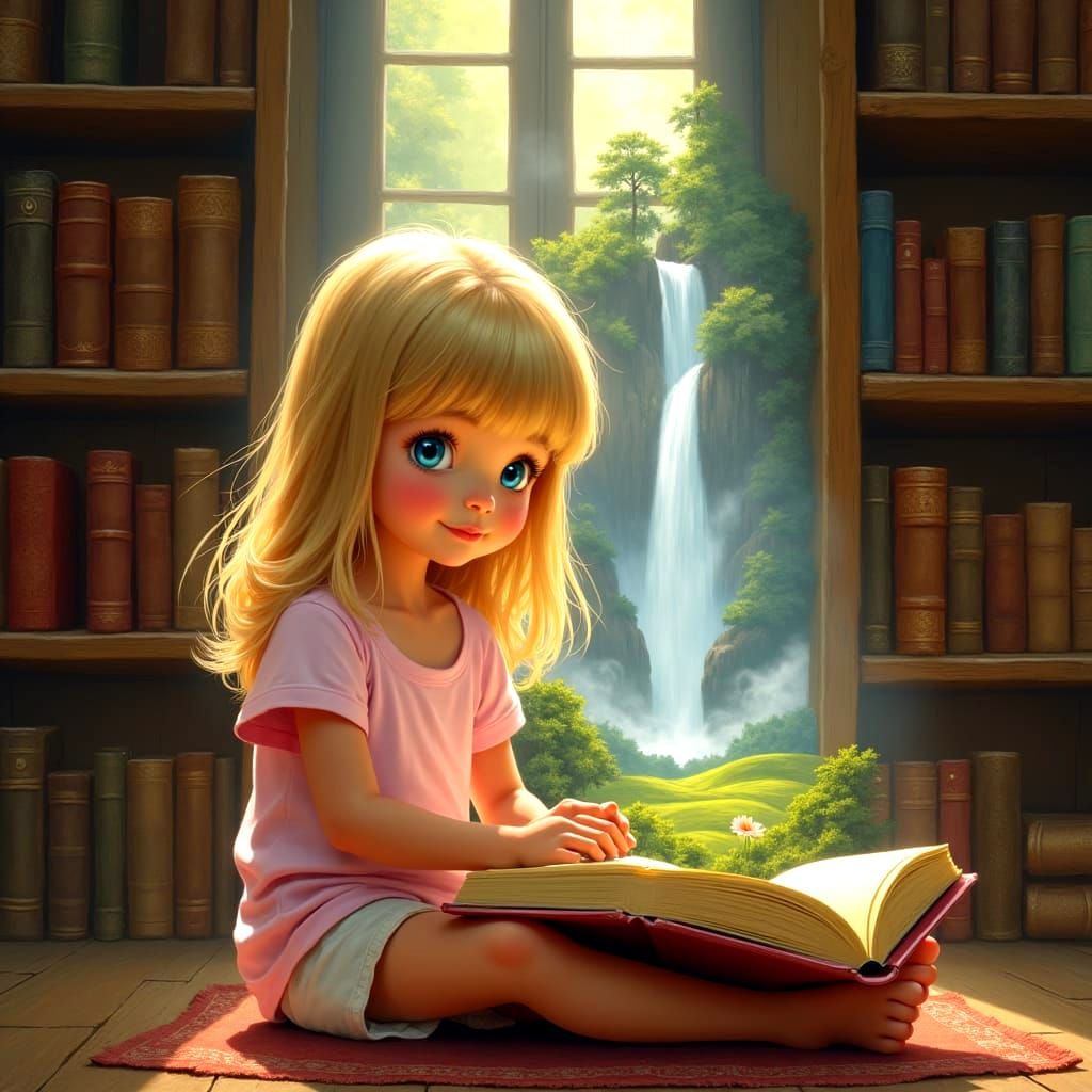 Girl's Book Opens to Fantasy Landscape