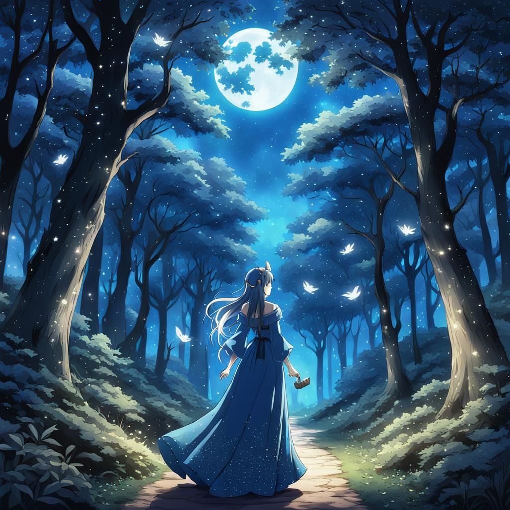 Mystical Sylvan Clearing with Anime Girl