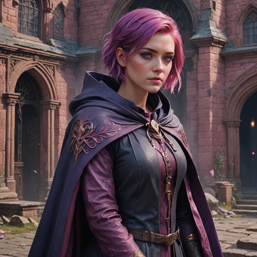 Girl with Pink Hair in Fantasy Concept Art