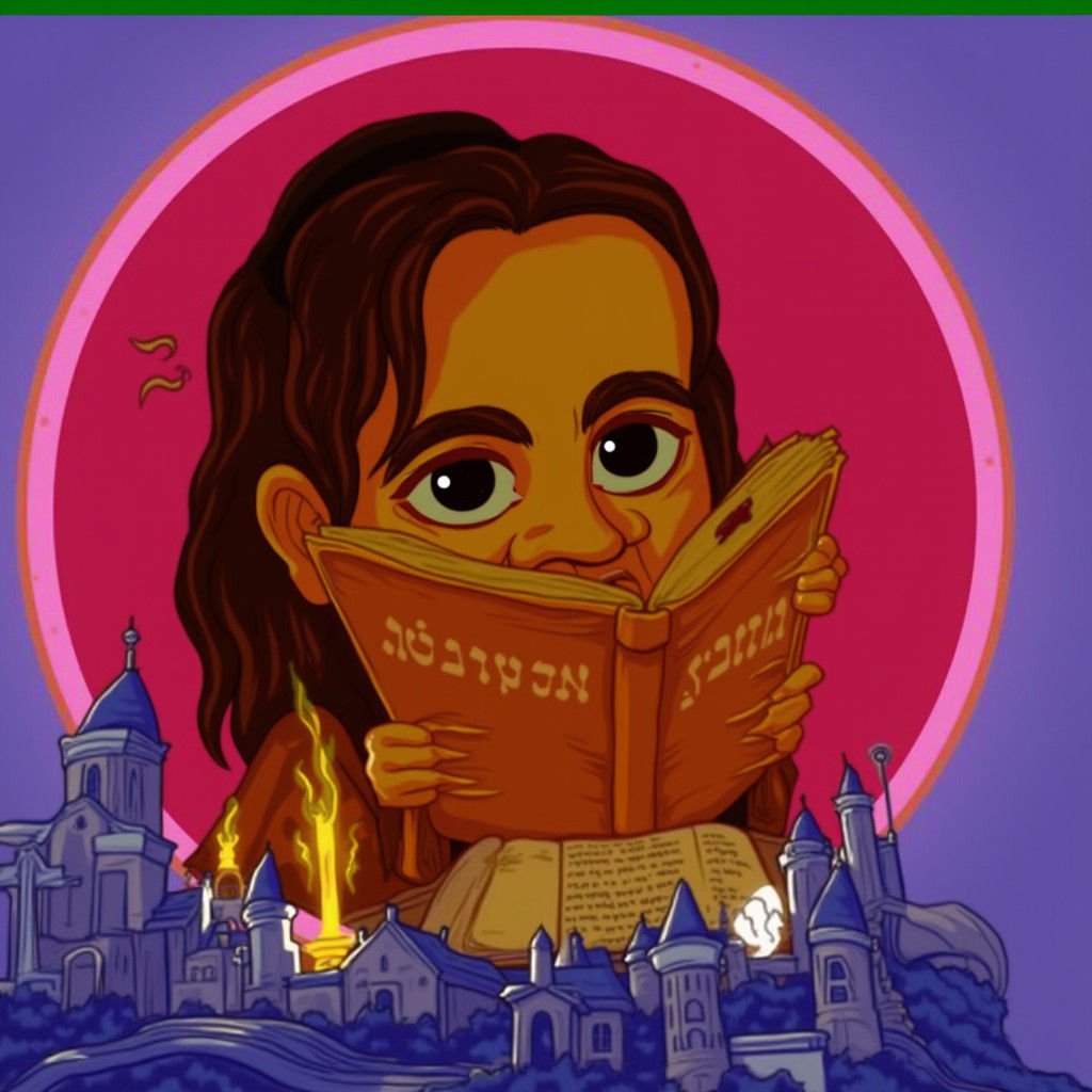 Jewish Scholar Studying Ancient Text by Candelight