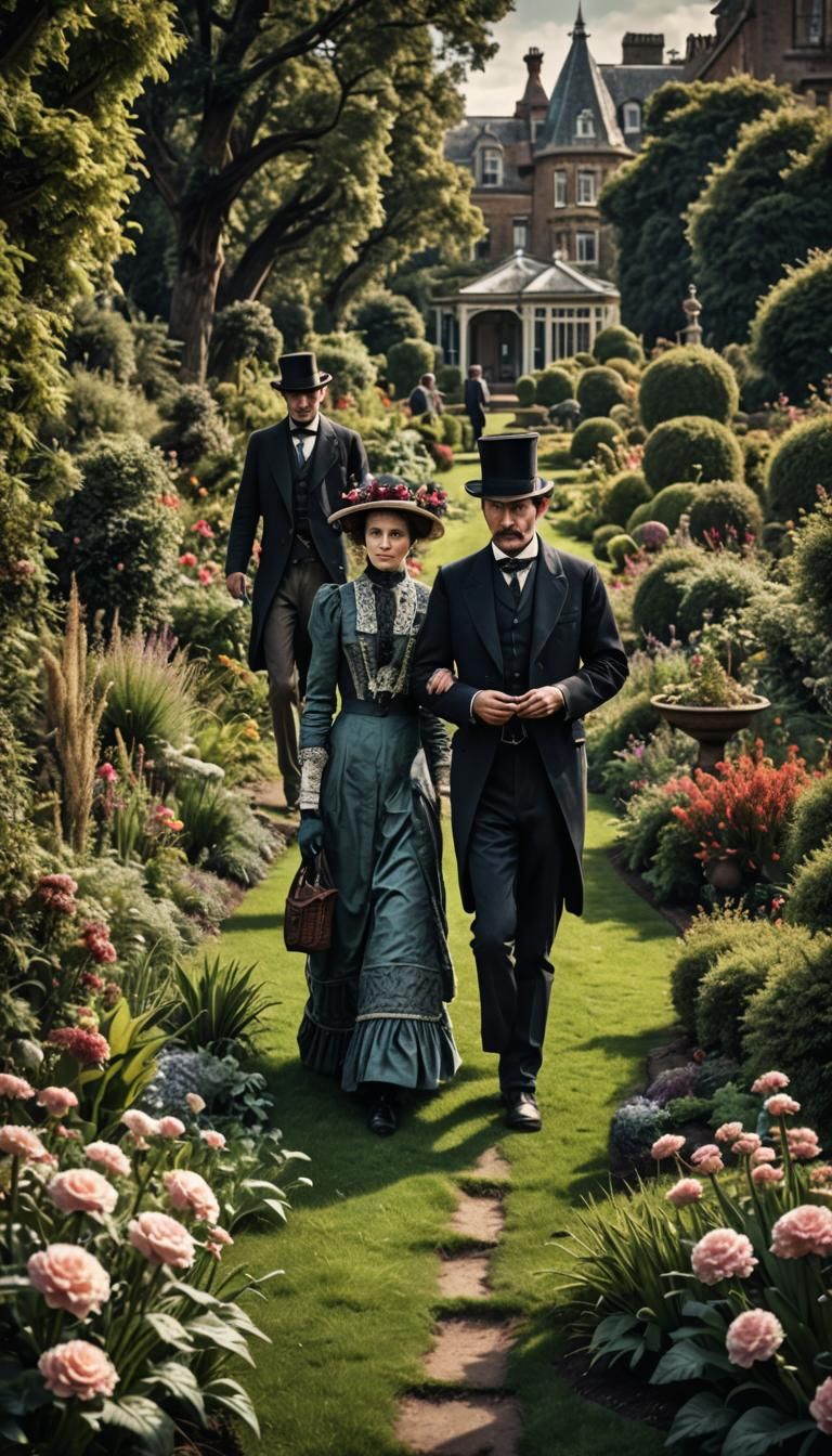 Victorians Strolling in a Garden