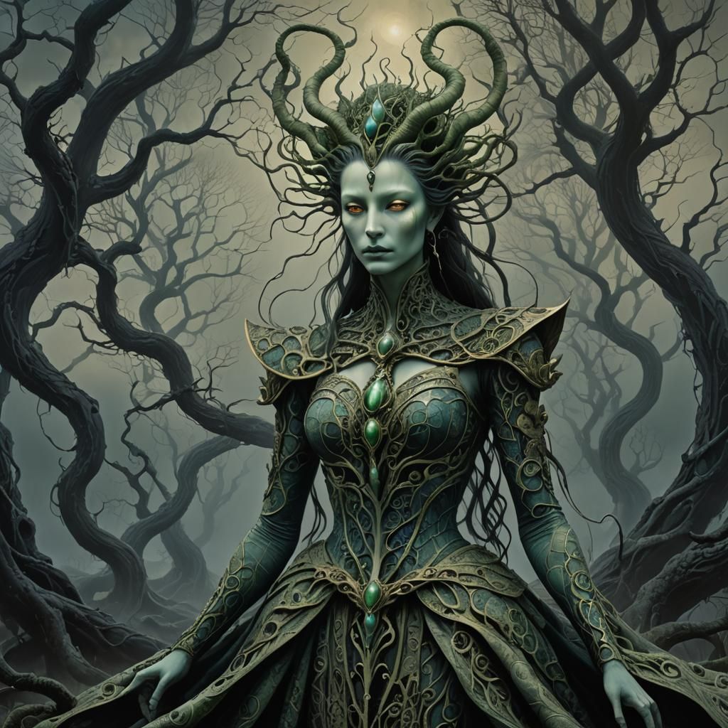 Demonic Porcelain Princess Serperior in Dark Fantasy Style