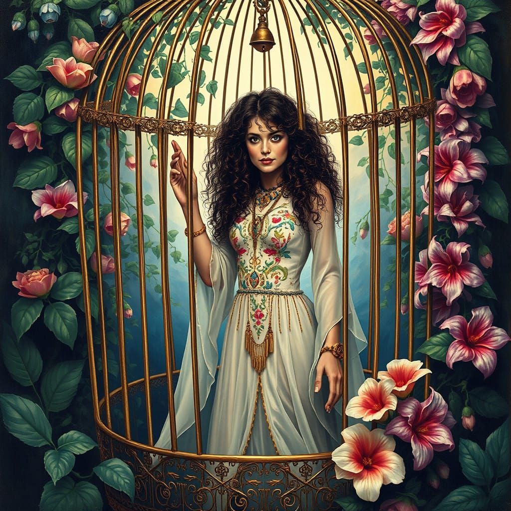 Regal Bohemian Goddess in Vintage Birdcage