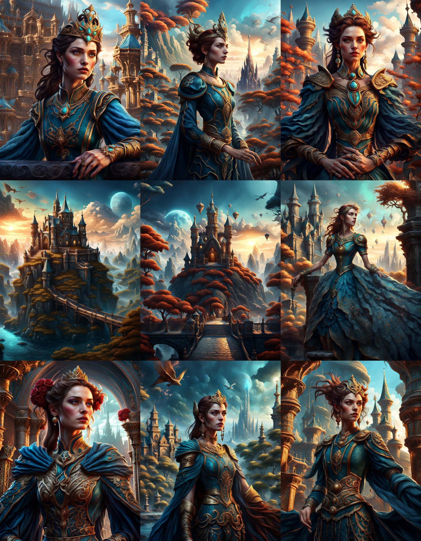 Fantasy Young Woman in Detailed Matte Painting