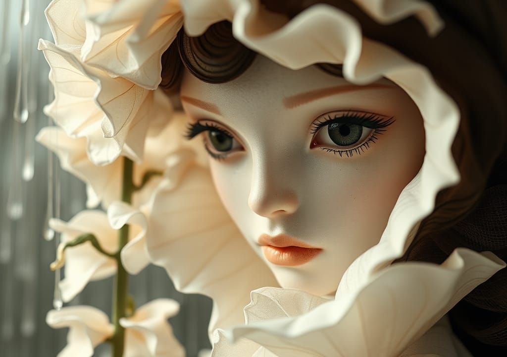 Ethereal Figure in Dreamlike Metallic Paper Iris Folding