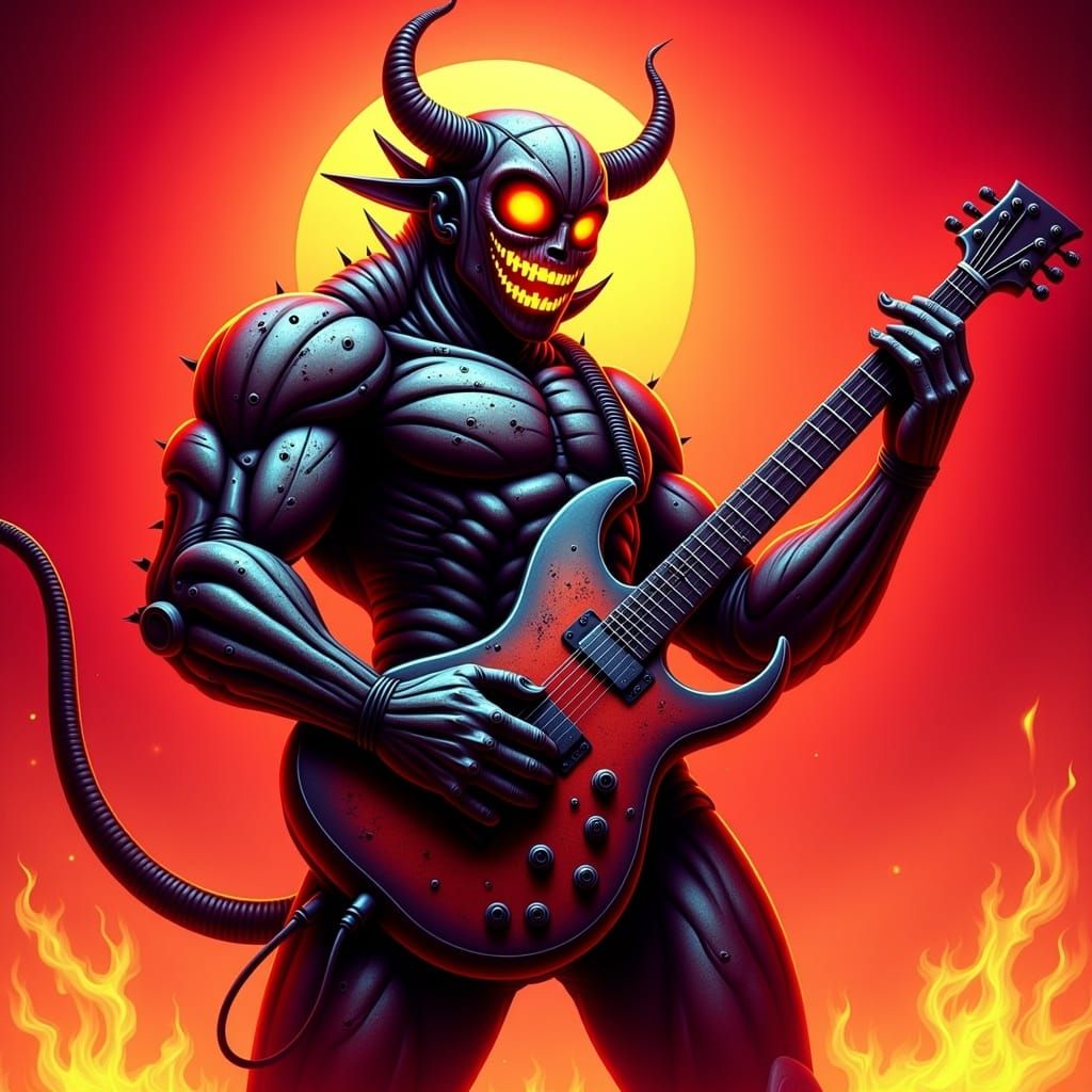 Balrog Demon Plays Guitar in Fiery Inferno