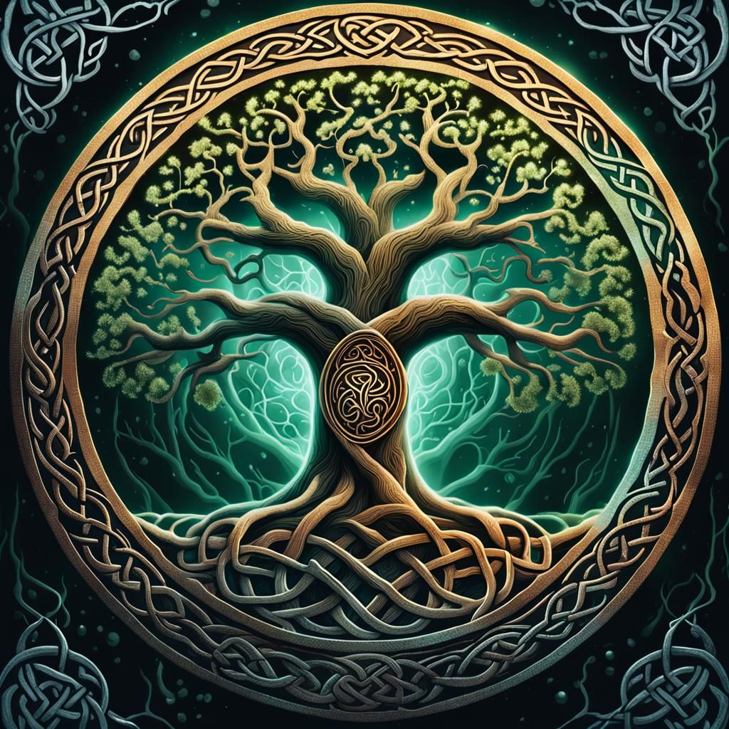 Glowing Celtic Knot Tree of Life in HDR