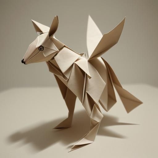 Origami Kangaroo Papercraft in 8K Resolution