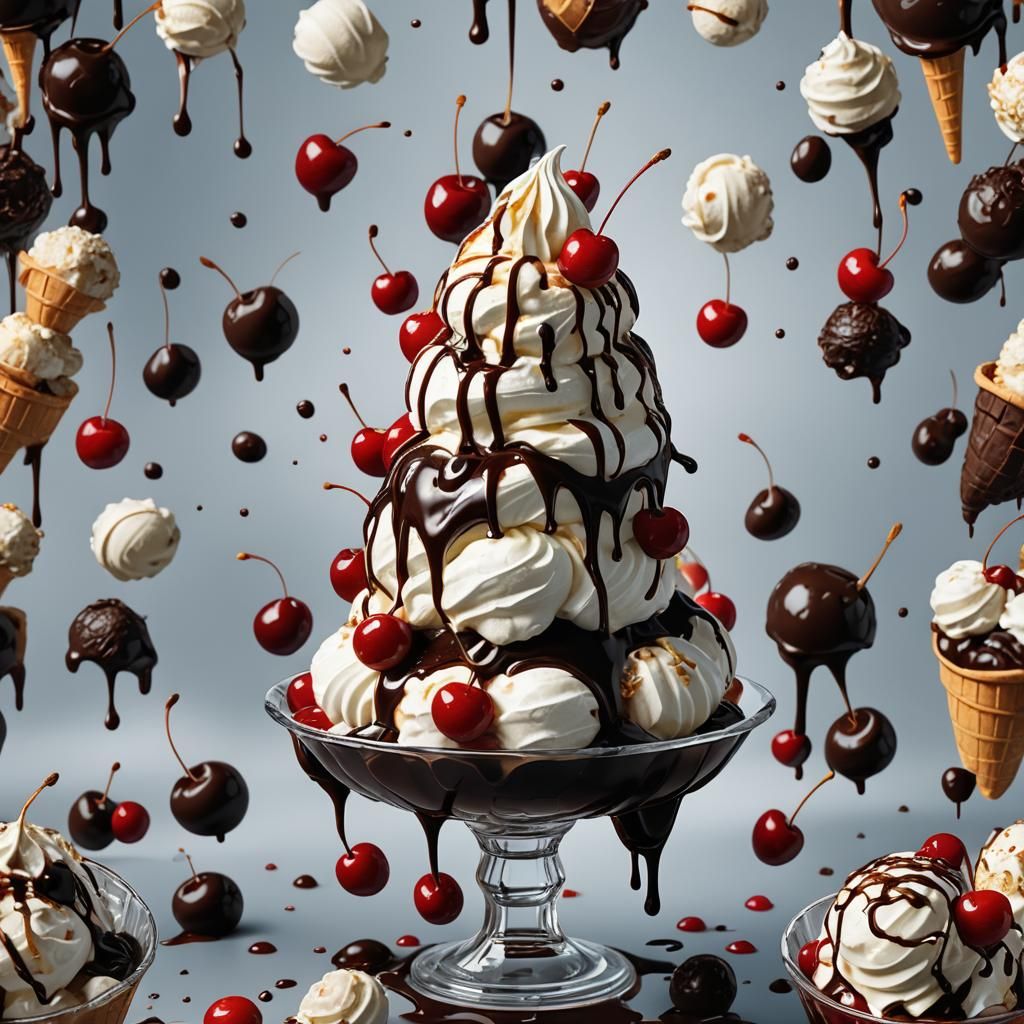 Delicious Ice Cream Sundae Digital Painting