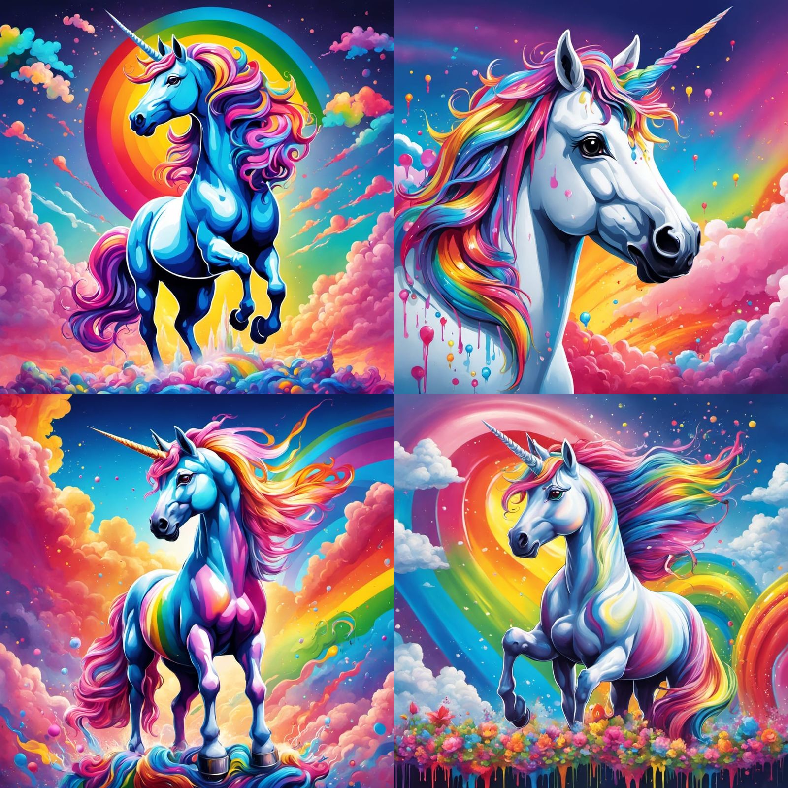 Rainbow Unicorn Graffiti Art on Magical Sky
