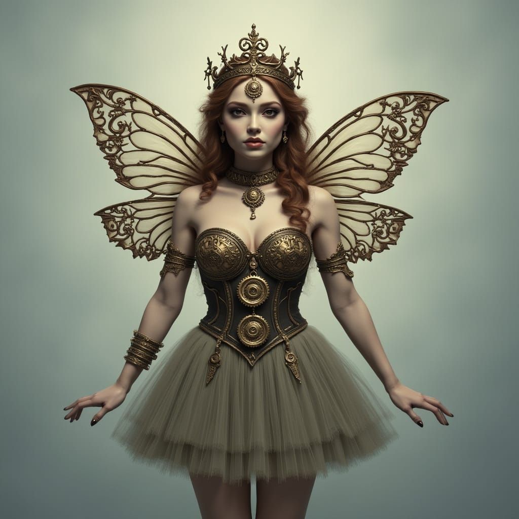 Intricate Mechanical Fairy with Vintage Mysticism