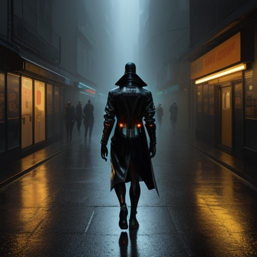 Neon Cityscape at Golden Hour: Digital Oil Painting