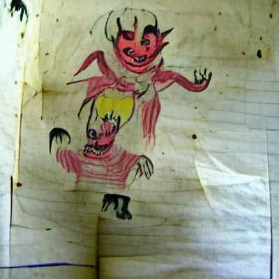 Creepy Child's Drawing of a Demon