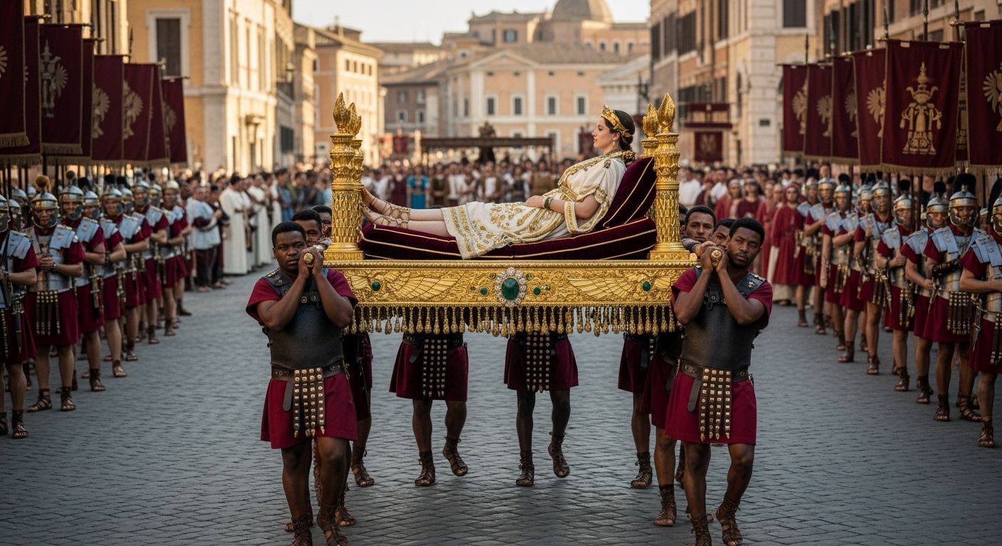 Empress Messalina on Gold Litter in Ancient Rome