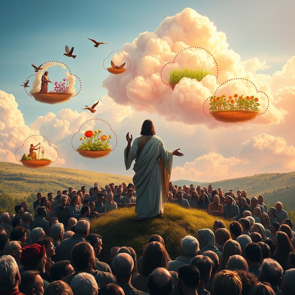 Jesus Teaches with a Parable of Seeds and Harvest