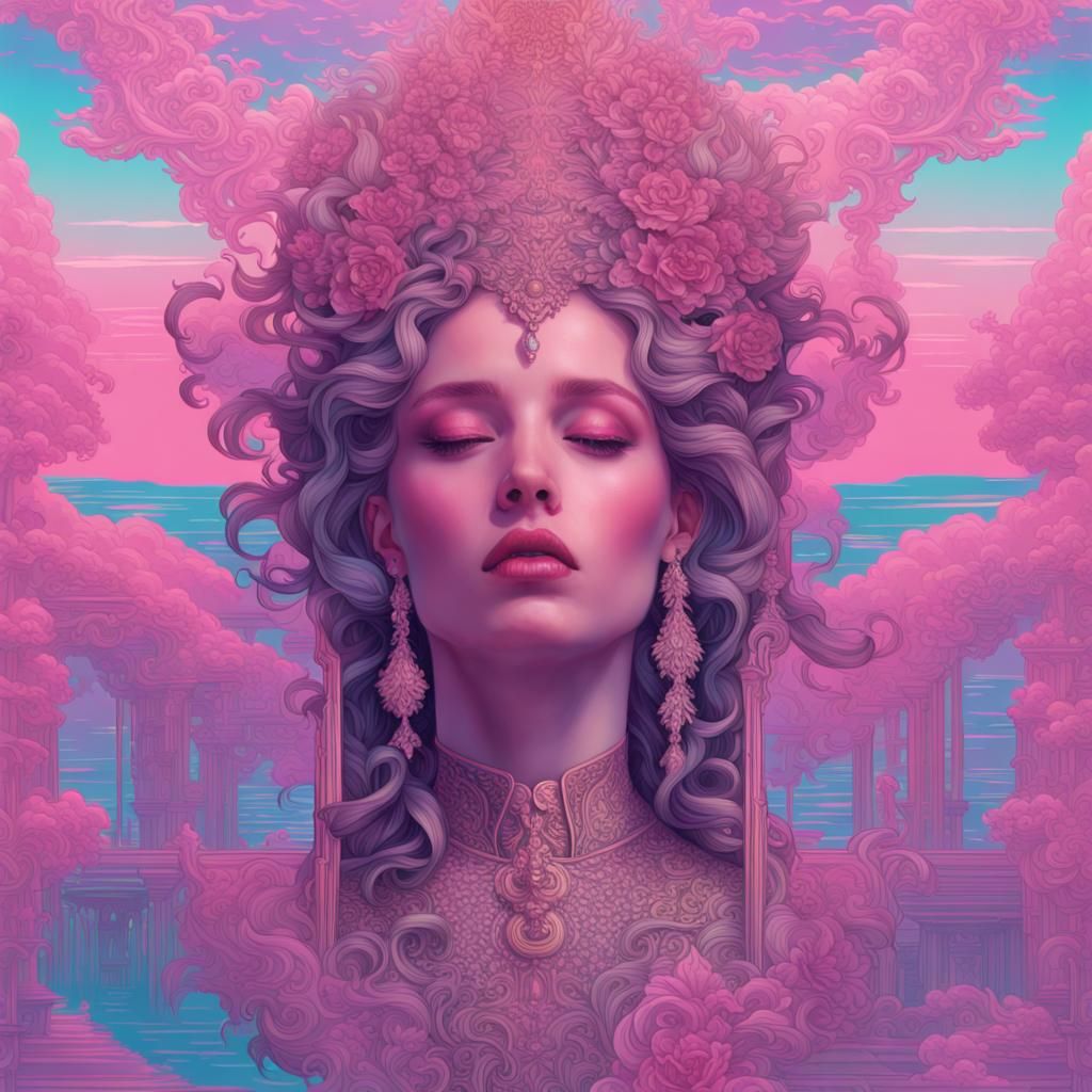 Holographic Vaporwave Masterpiece with Intricate Details