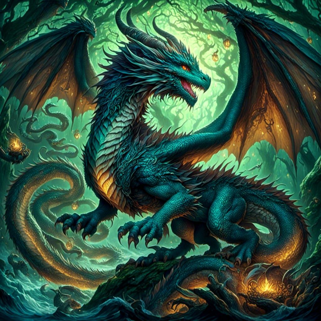 Dragons Soaring in a Fantastic Landscape