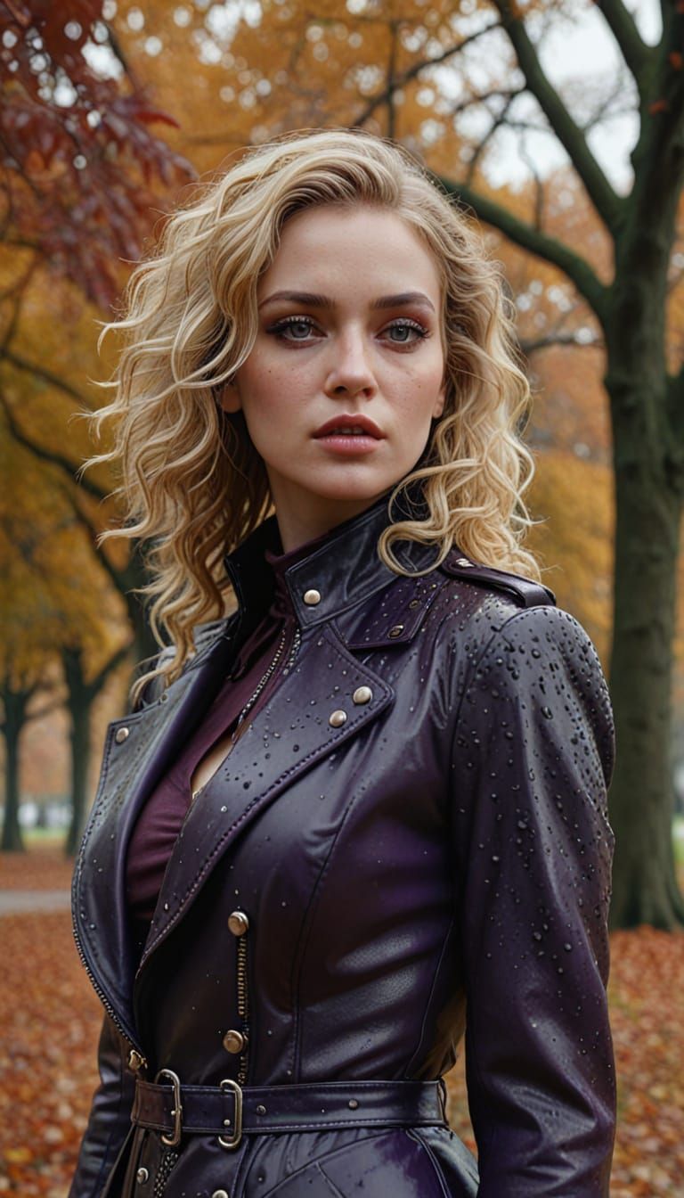 Gothic Art: Woman in Rainy Autumn Park