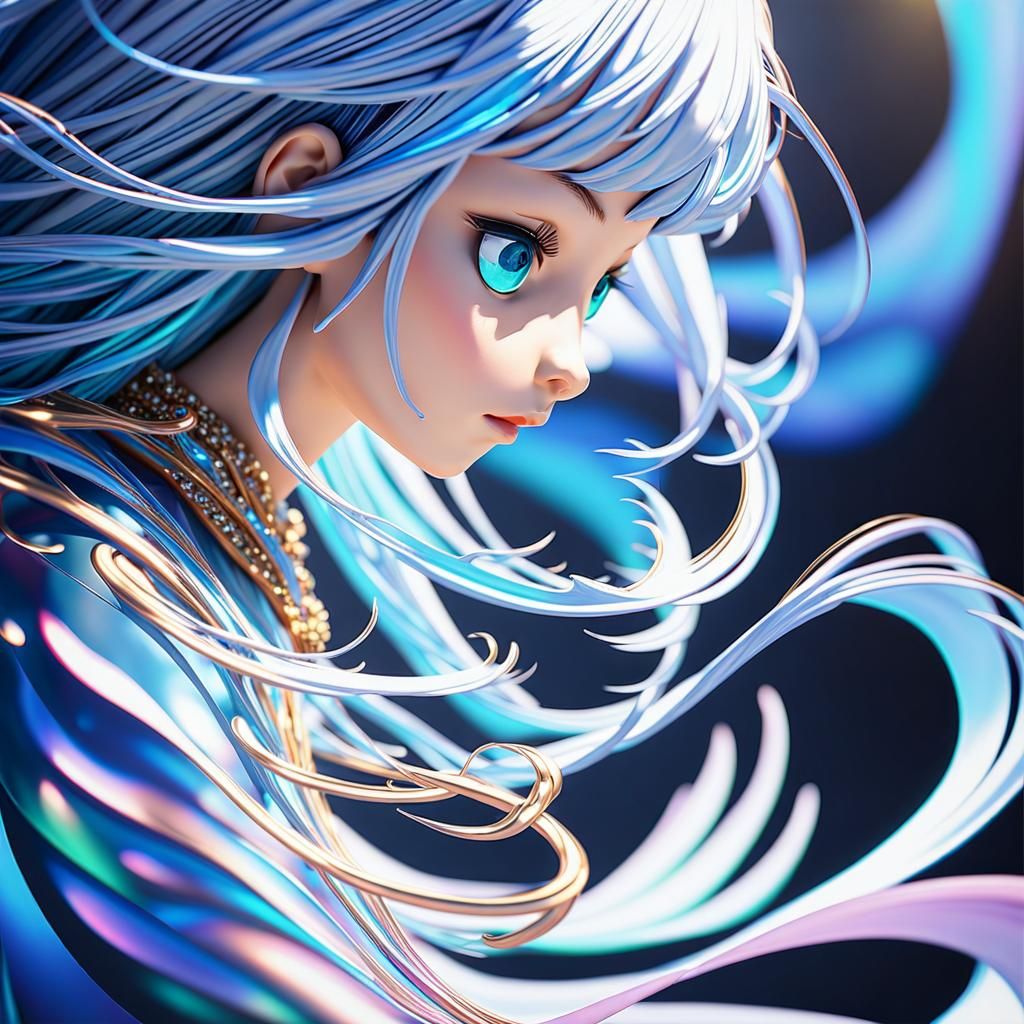 Gawr Gura Portrait in Anime Style