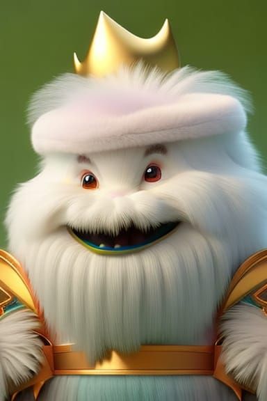 Adorable Rainbow Yeti Portrait in Crayon Art Style