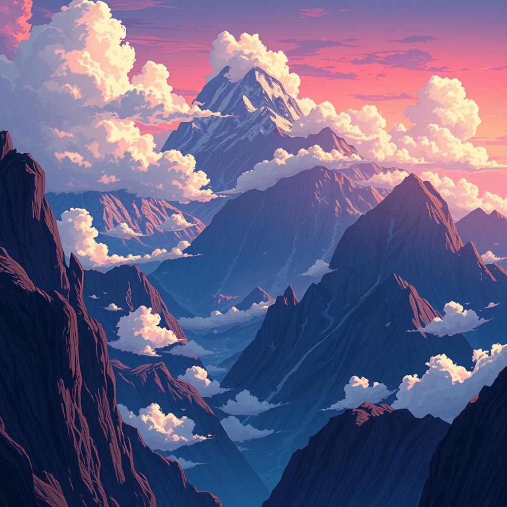 Majestic Mountains in Anime Style by Studio Trigger