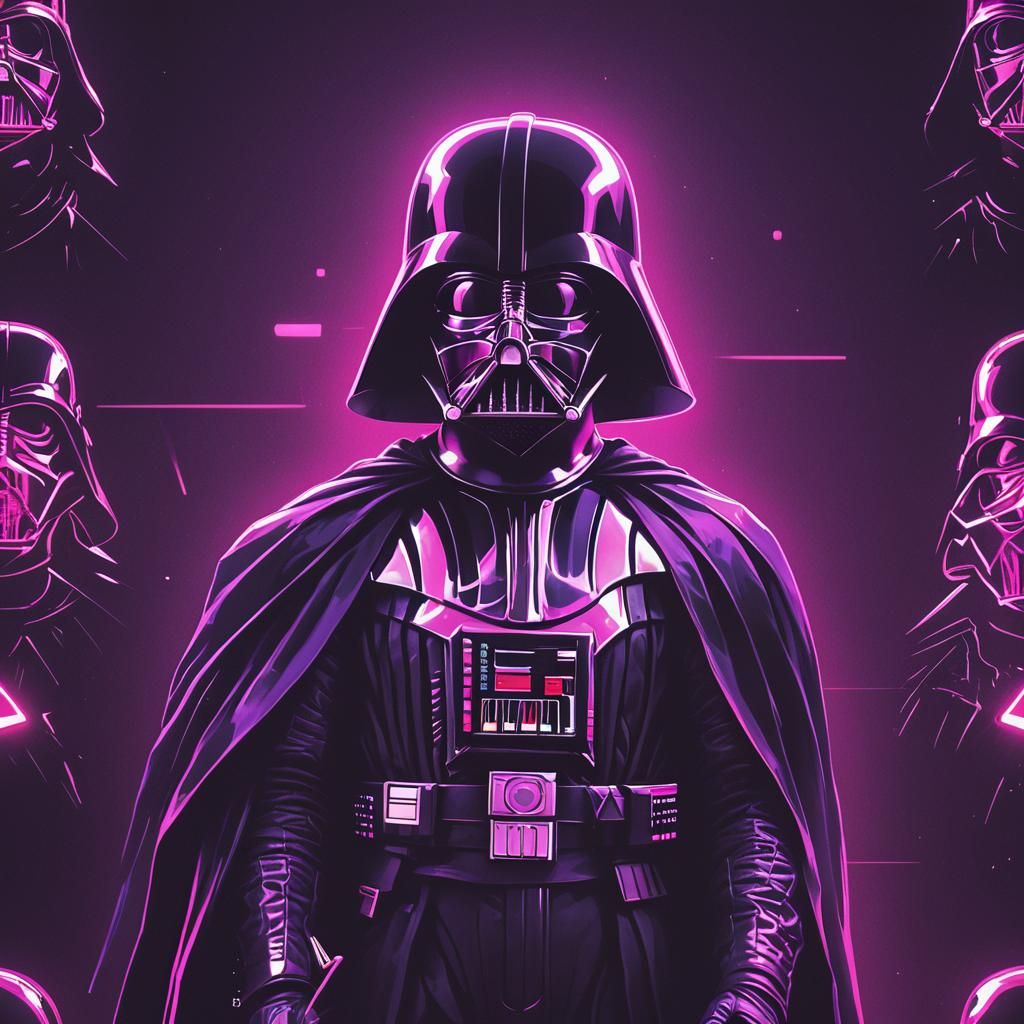 Darth Vader in Synthwave Neon Retro Style